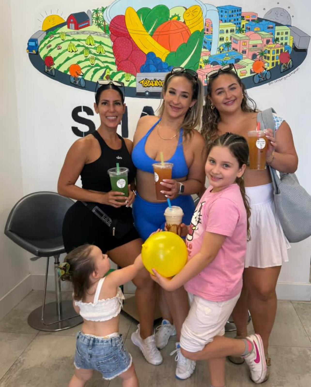 Group of friends with nutrition shakes